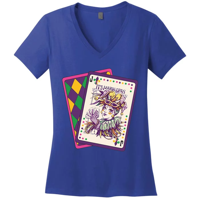 Happy Mardi Gras Tarot Card Louisiana Mardi Gras Queen Women's V-Neck T-Shirt