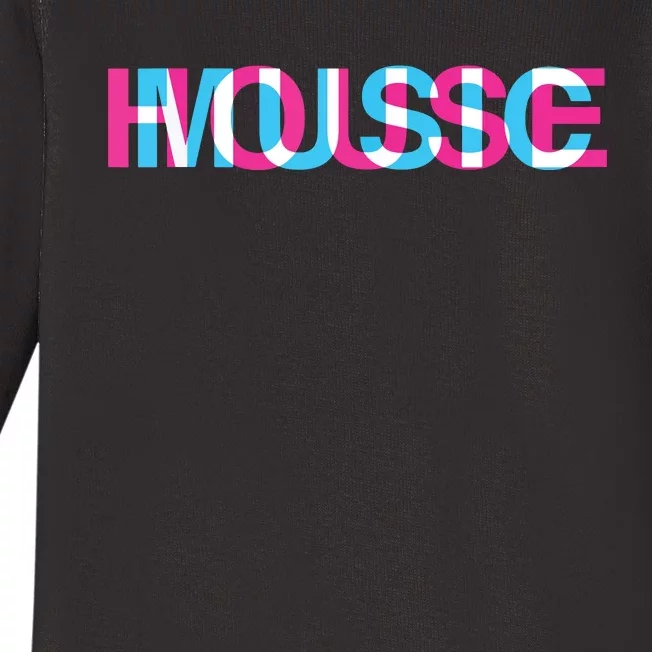 House Music Glitch Optical Illusion Edm Rave Dj Baby Long Sleeve Bodysuit