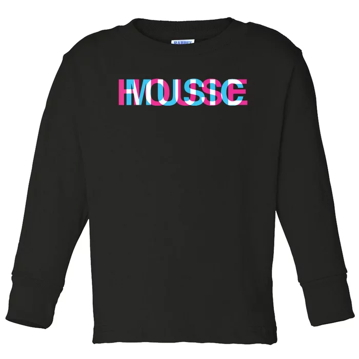 House Music Glitch Optical Illusion Edm Rave Dj Toddler Long Sleeve Shirt