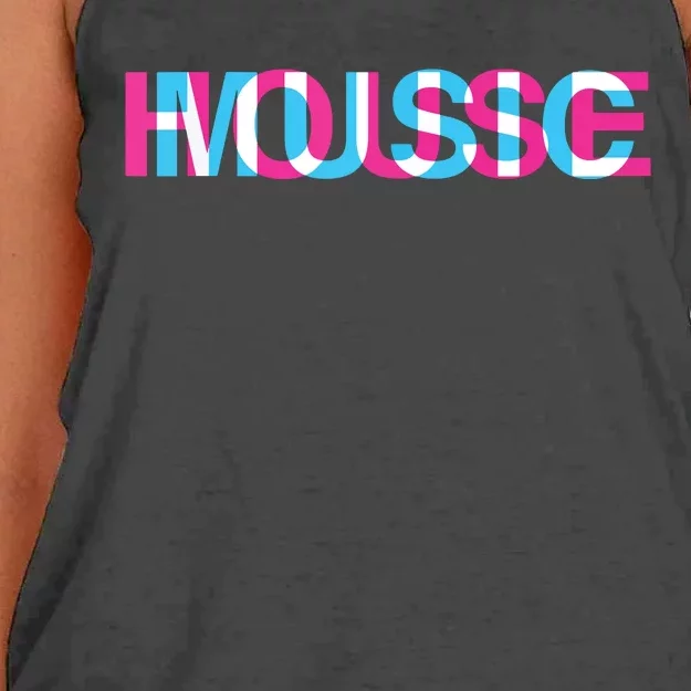 House Music Glitch Optical Illusion Edm Rave Dj Women's Knotted Racerback Tank