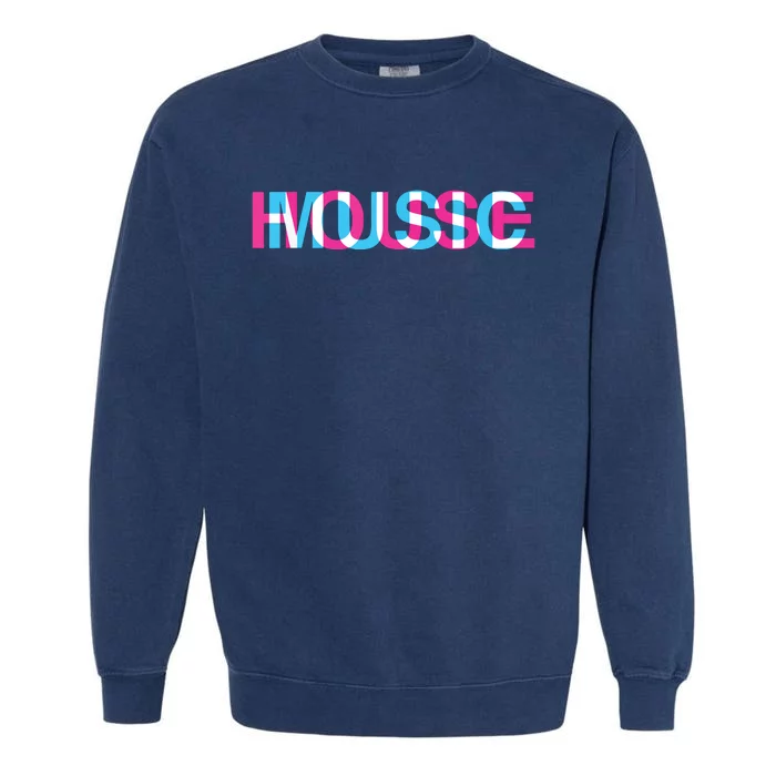 House Music Glitch Optical Illusion Edm Rave Dj Garment-Dyed Sweatshirt