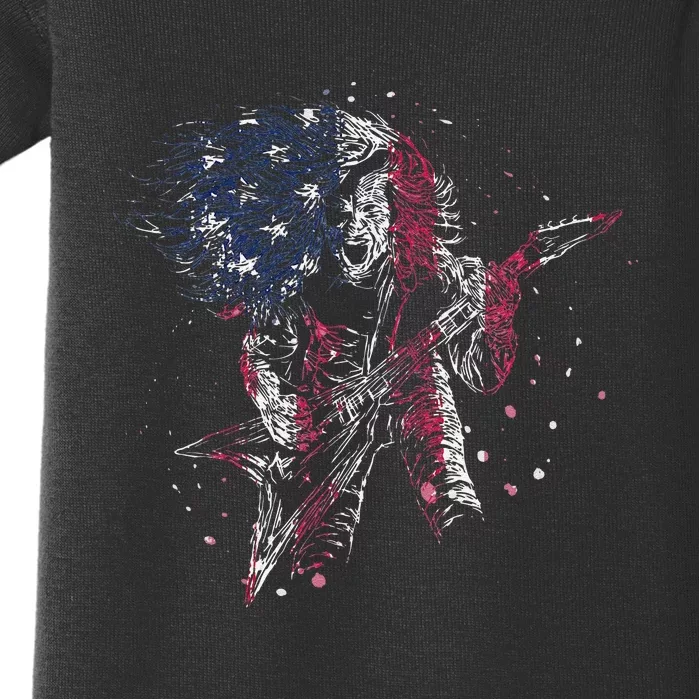 Heavy Metal Guitar Player Gifts American Flag Baby Bodysuit