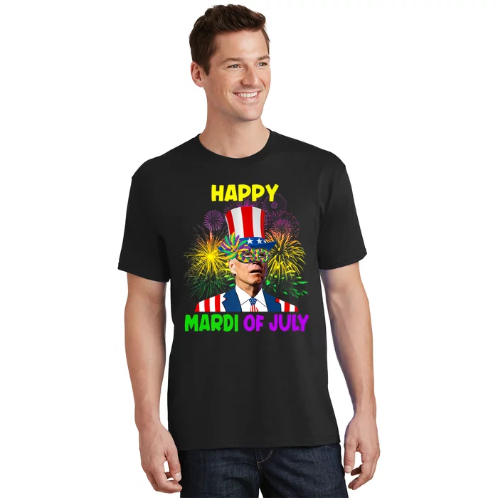 Happy Mardi Gras Funny Joe Biden Sarcastic 4th Of July T-Shirt