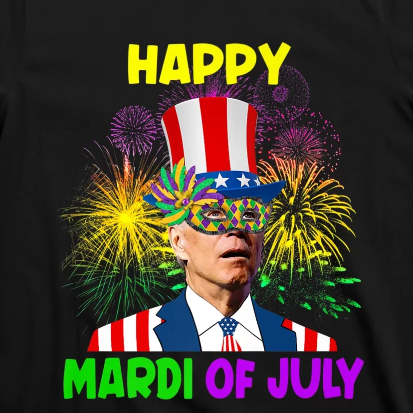 Happy Mardi Gras Funny Joe Biden Sarcastic 4th Of July T-Shirt