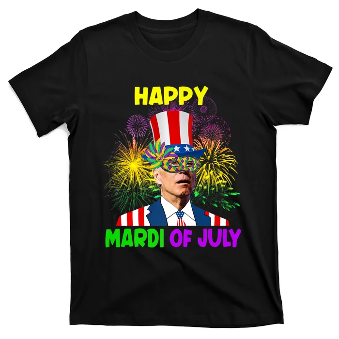 Happy Mardi Gras Funny Joe Biden Sarcastic 4th Of July T-Shirt