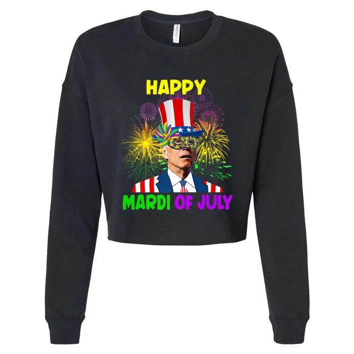 Happy Mardi Gras Funny Joe Biden Sarcastic 4th Of July Cropped Pullover Crew