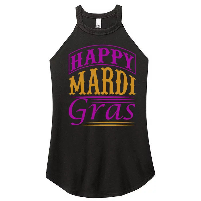 Happy Mardi Gras Women’s Perfect Tri Rocker Tank