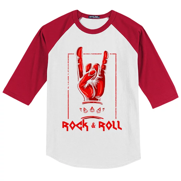 Heavy Metal Guitar Death Metal Rock N Roll Music Kids Colorblock Raglan Jersey