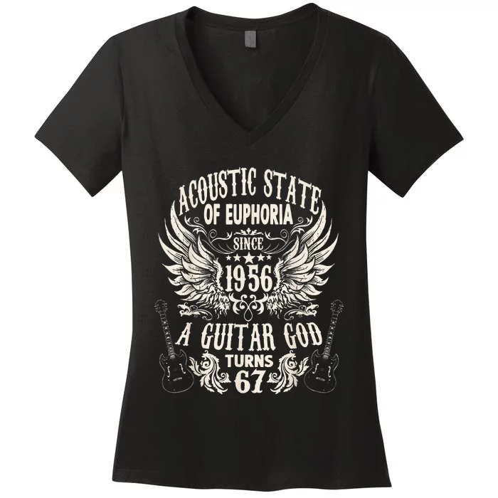 Hobby musician guitarist birthday 1956 Women's V-Neck T-Shirt