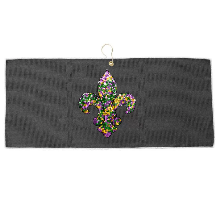 Happy Mardi Gras Carnival Fat Tuesday Fleur De Lis Large Microfiber Waffle Golf Towel