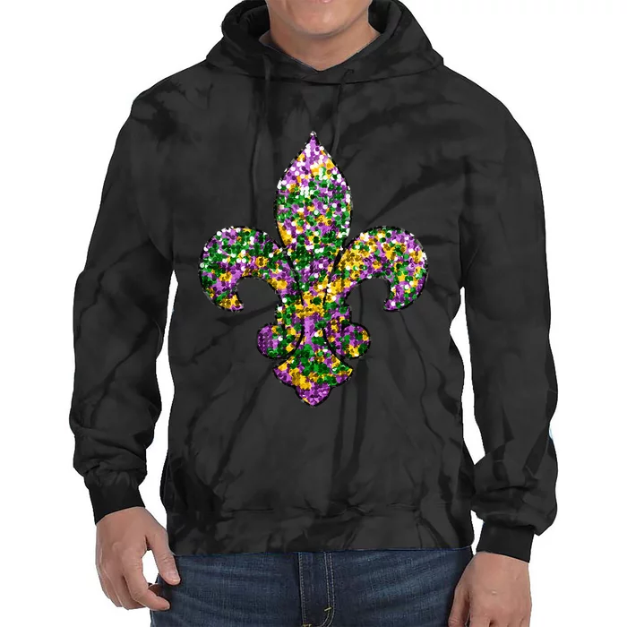 Happy Mardi Gras Carnival Fat Tuesday Fleur De Lis Tie Dye Hoodie