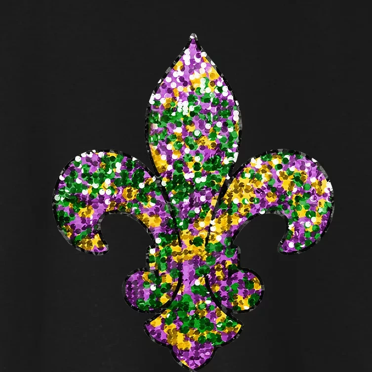 Happy Mardi Gras Carnival Fat Tuesday Fleur De Lis Women's Crop Top Tee