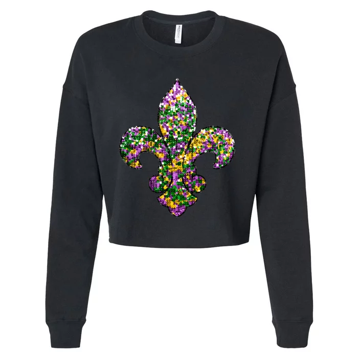 Happy Mardi Gras Carnival Fat Tuesday Fleur De Lis Cropped Pullover Crew