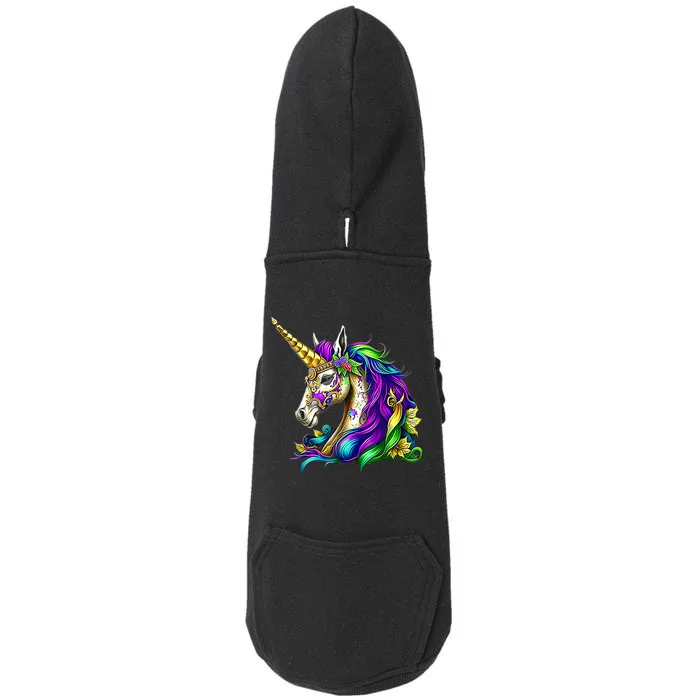 Happy Mardi Gras Unicorn Doggie 3-End Fleece Hoodie