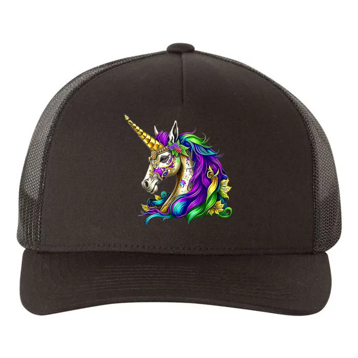 Happy Mardi Gras Unicorn Yupoong Adult 5-Panel Trucker Hat