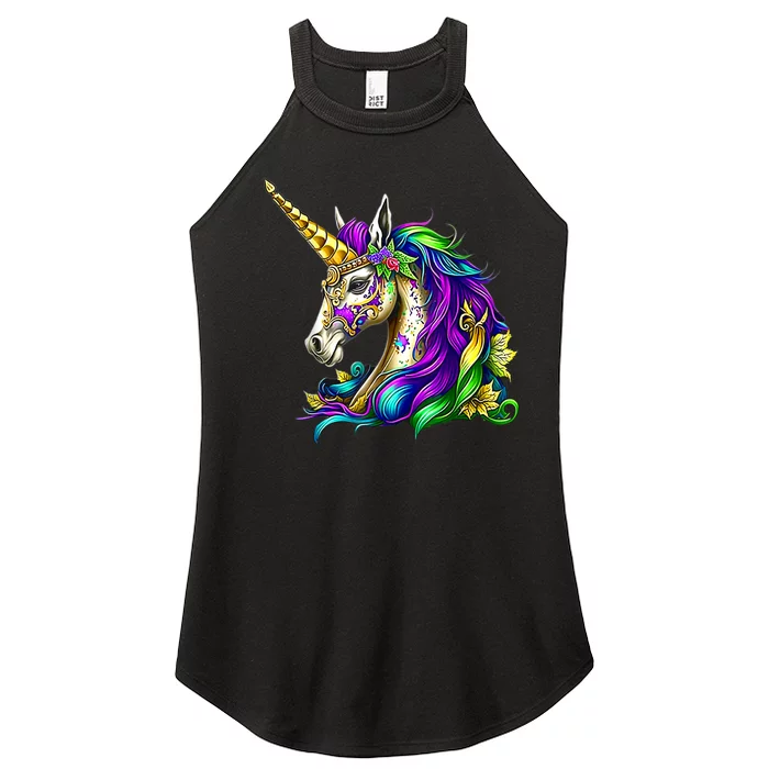 Happy Mardi Gras Unicorn Women’s Perfect Tri Rocker Tank