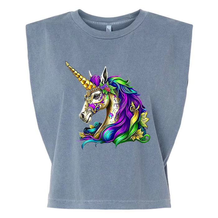 Happy Mardi Gras Unicorn Garment-Dyed Women's Muscle Tee