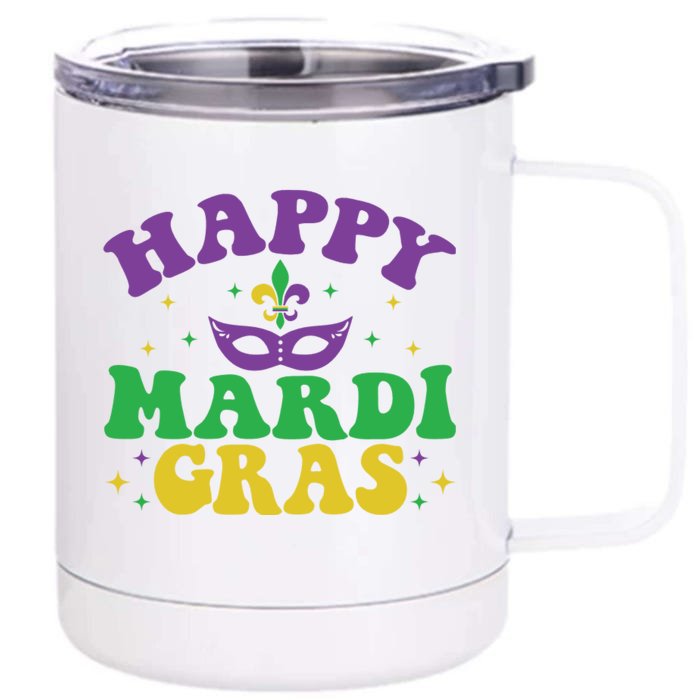 Happy Mardi Gras Front & Back 12oz Stainless Steel Tumbler Cup