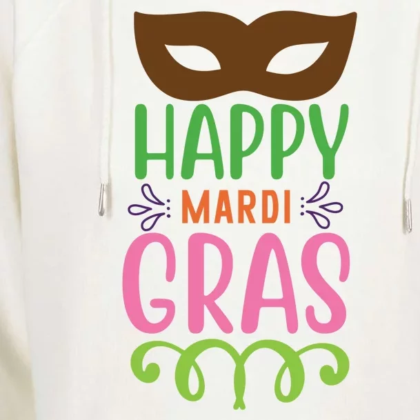 Happy Mardi Gras Womens Funnel Neck Pullover Hood