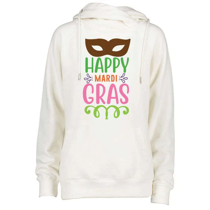 Happy Mardi Gras Womens Funnel Neck Pullover Hood