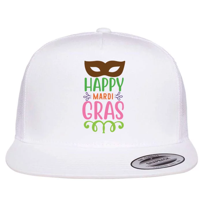 Happy Mardi Gras Flat Bill Trucker Hat