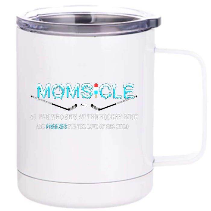 Hockey Mom Gifts For Mothers Day Momsicle Mom Funny Premium Front & Back 12oz Stainless Steel Tumbler Cup