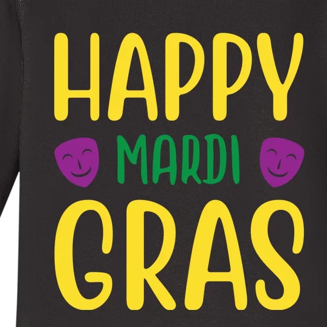 Happy Mardi Gras Baby Long Sleeve Bodysuit