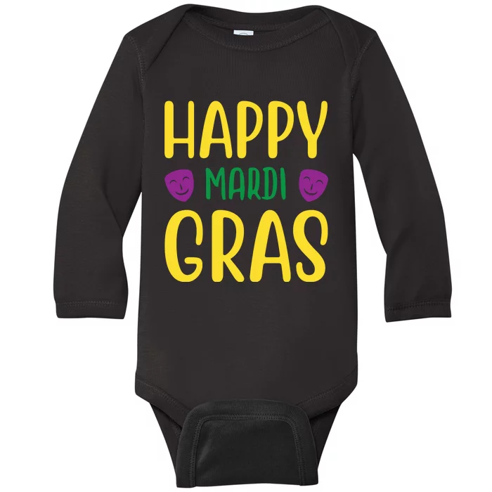 Happy Mardi Gras Baby Long Sleeve Bodysuit