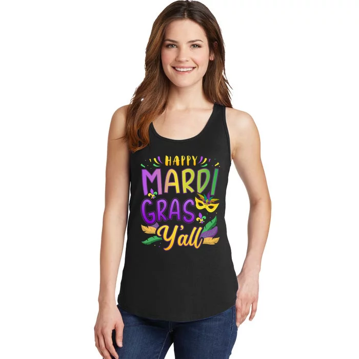 Happy Mardi Gras YAll With Mask For New Orleans Carnival Ladies Essential Tank