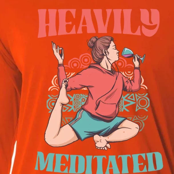 Heavily Meditated Gift Wine Yoga Cool Gift Cooling Performance Long Sleeve Crew