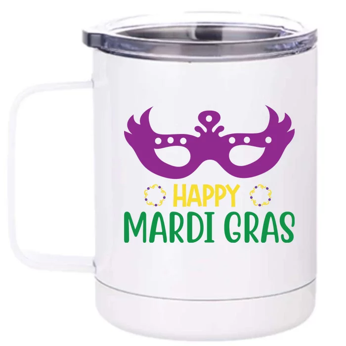 Happy Mardi Gras Front & Back 12oz Stainless Steel Tumbler Cup