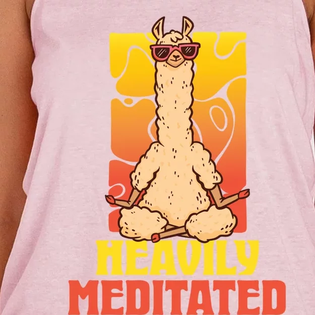 Heavily Meditated Great Gift Yoga Llama Gift Women's Knotted Racerback Tank