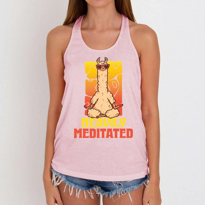 Heavily Meditated Great Gift Yoga Llama Gift Women's Knotted Racerback Tank