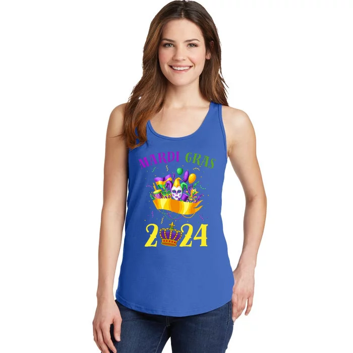 Happy Mardi Gras 2024 Carnival Mardi Gras 2024 Ladies Essential Tank