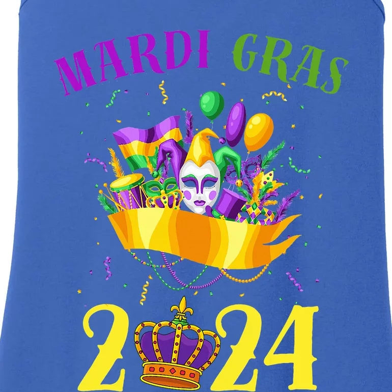 Happy Mardi Gras 2024 Carnival Mardi Gras 2024 Ladies Essential Tank