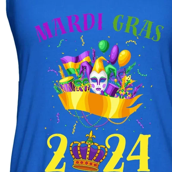 Happy Mardi Gras 2024 Carnival Mardi Gras 2024 Ladies Essential Flowy Tank