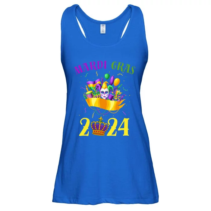 Happy Mardi Gras 2024 Carnival Mardi Gras 2024 Ladies Essential Flowy Tank