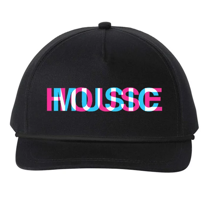 House Music Glitch Optical Illusion EDM Rave DJ Snapback Five-Panel Rope Hat