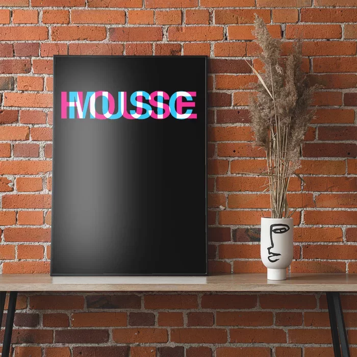 House Music Glitch Optical Illusion EDM Rave DJ Poster