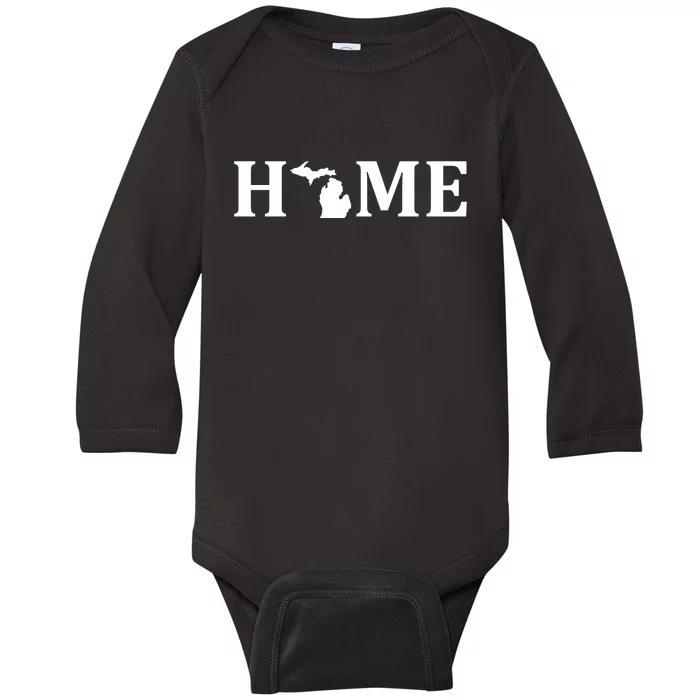 Home Michigan Great Lake State MI Est 1837 Home Baby Long Sleeve Bodysuit