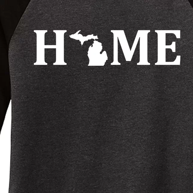 Home Michigan Great Lake State MI Est 1837 Home Women's Tri-Blend 3/4-Sleeve Raglan Shirt