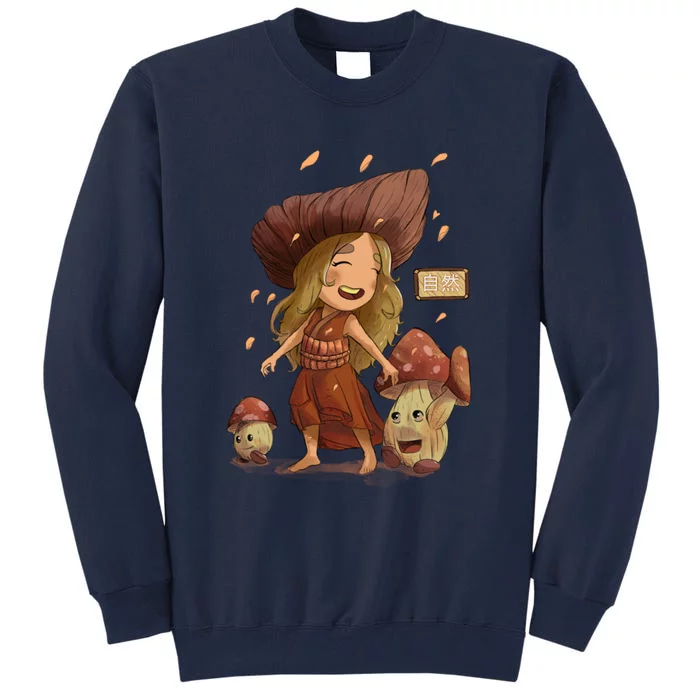 Happy Mushoroom Girl Tall Sweatshirt