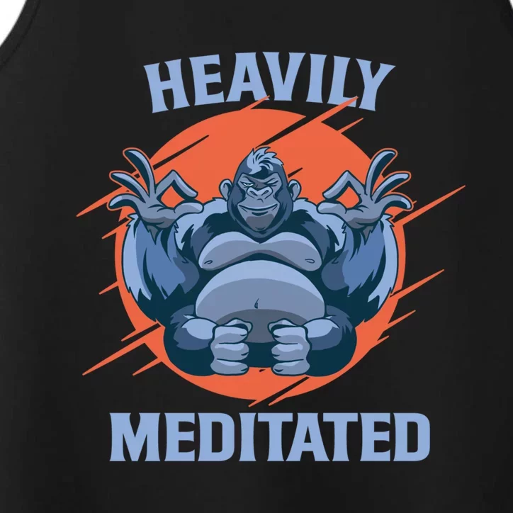 Heavily Meditated Gorilla Funny Yoga Meditation Funny Gift Performance Tank