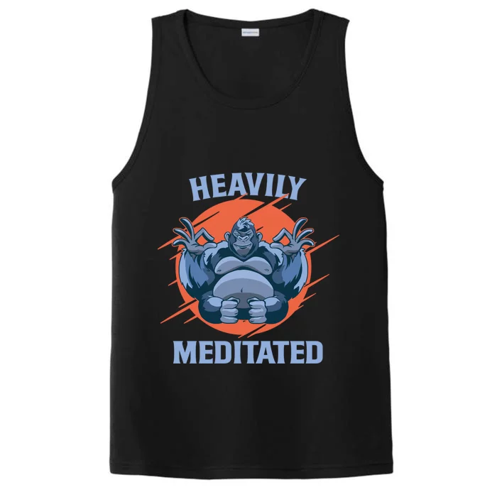 Heavily Meditated Gorilla Funny Yoga Meditation Funny Gift Performance Tank