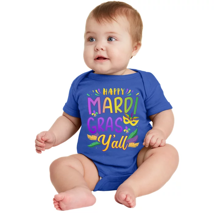 Happy Mardi Gras Y'all With Mask For New Orleans Carnival Gift Baby Bodysuit