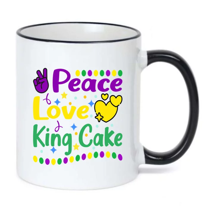 Happy Mardi Gras King Cake Peace Love Gift Black Color Changing Mug