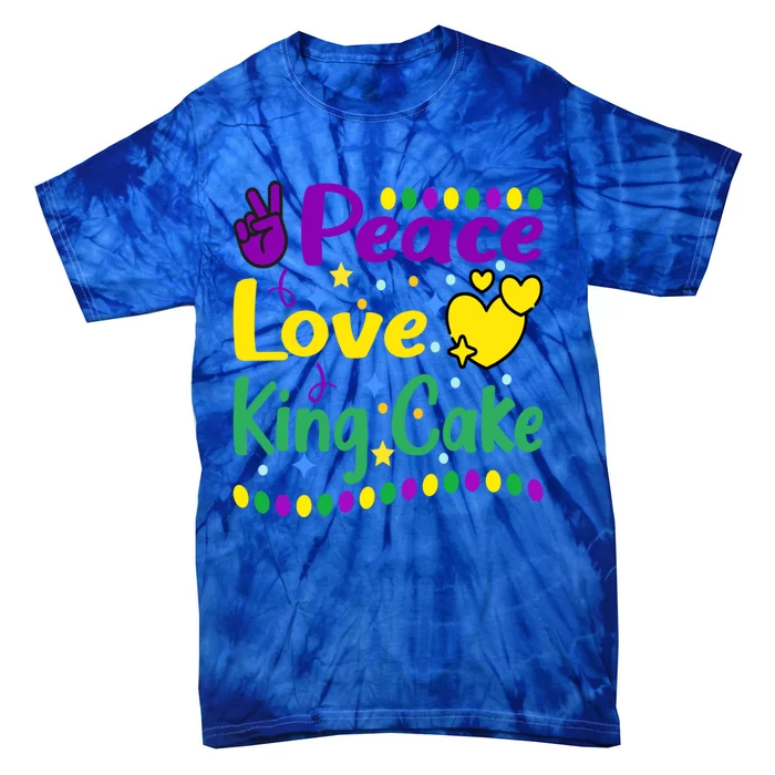 Happy Mardi Gras King Cake Peace Love Gift Tie-Dye T-Shirt