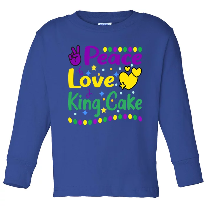 Happy Mardi Gras King Cake Peace Love Gift Toddler Long Sleeve Shirt