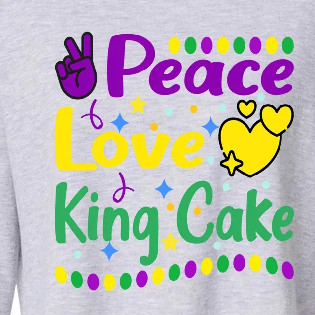 Happy Mardi Gras King Cake Peace Love Gift Cropped Pullover Crew