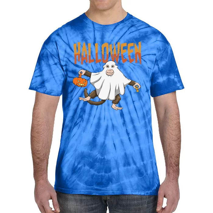 Halloween Monkey Ghost Pumpkin Sasquatch Lover Vintage Fun Tie-Dye T-Shirt